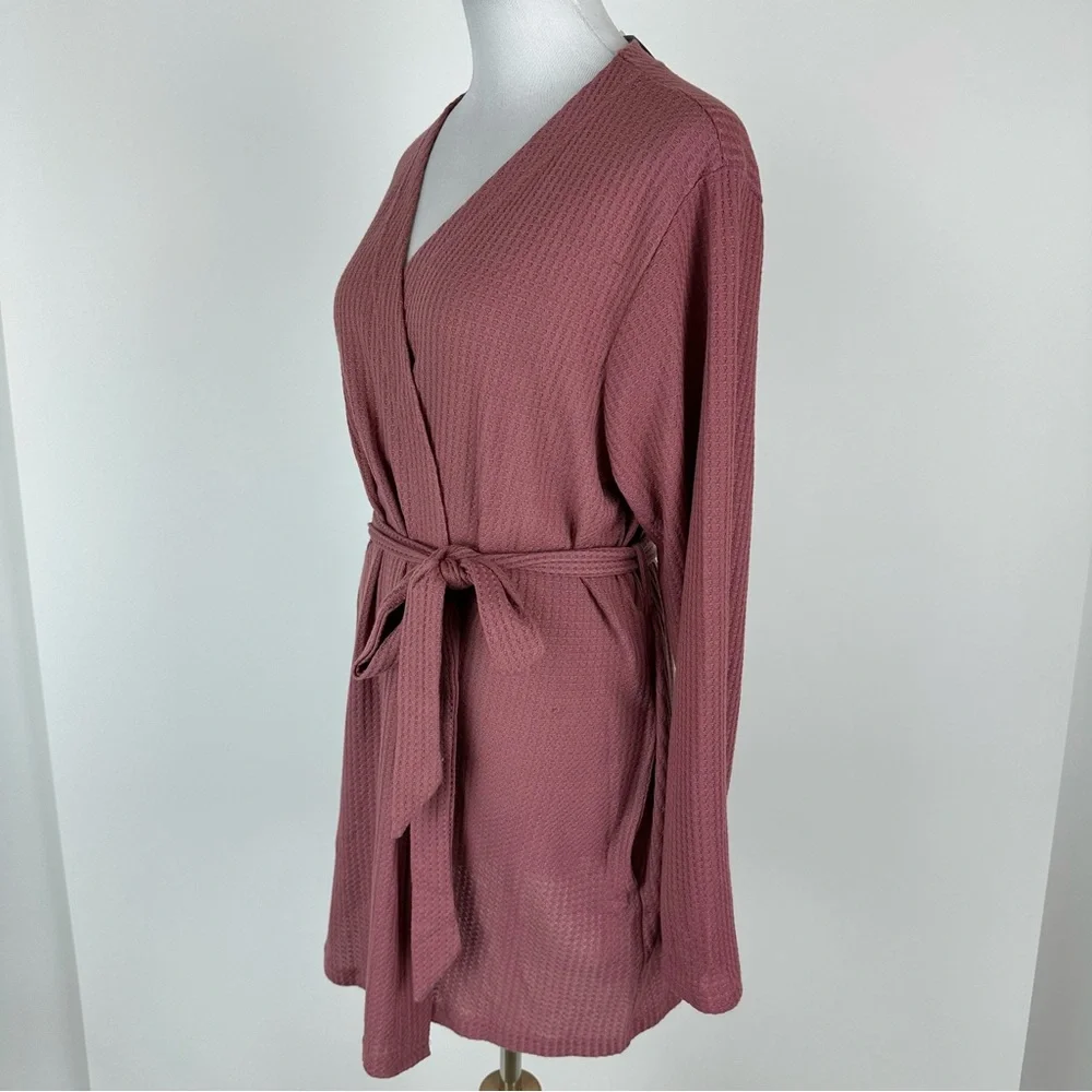 Alexander Del Rossa Mauve Short Waffle Texture Robe Size XL - Picture 6 of 10